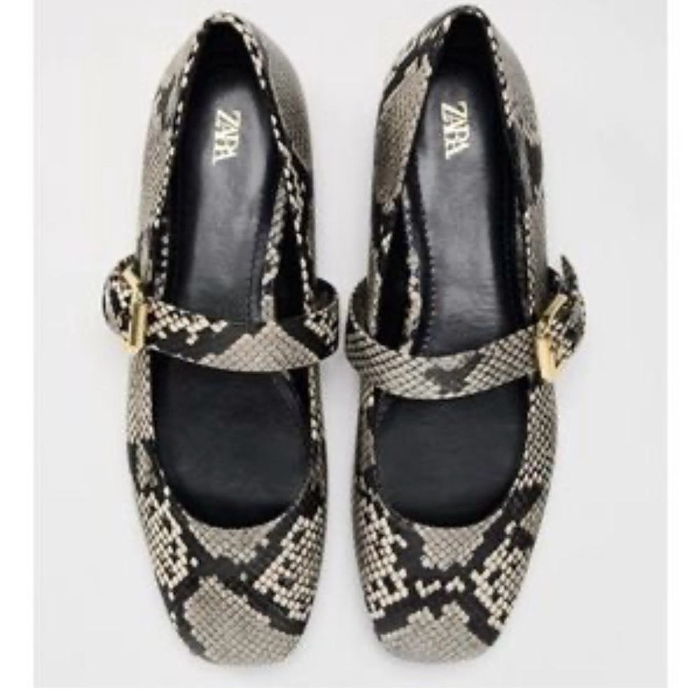 NWT Zara Snake Print Ballet Flats 8
